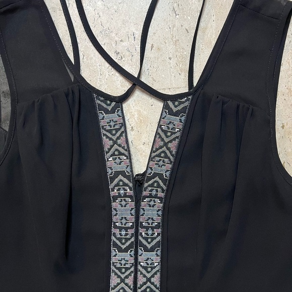 BCBGeneration Jacquard Trim Black Chiffon Dress Size 4 - Picture 4 of 8